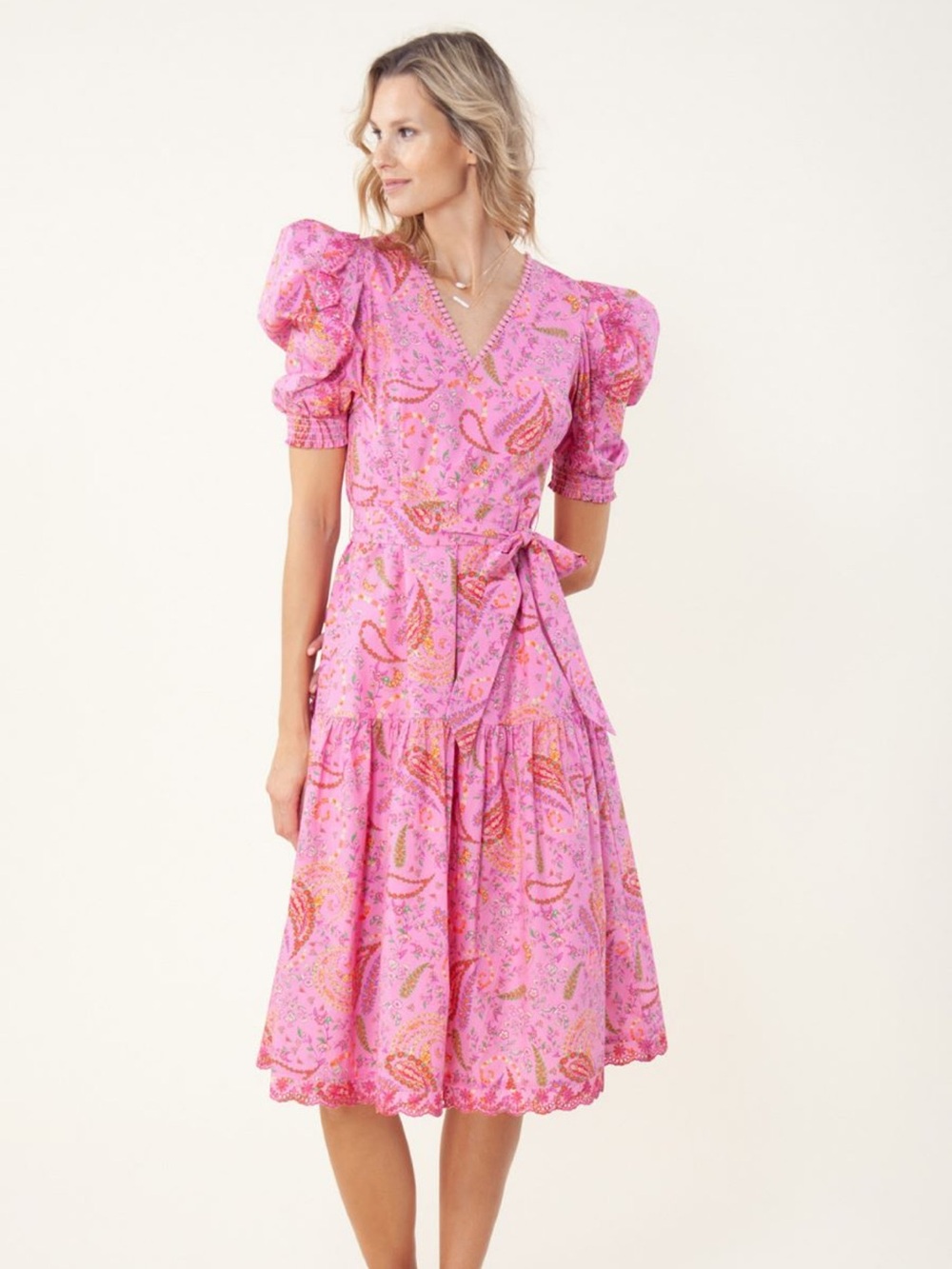 Hale Bob Elaina Poplin Midi Dress Pink 🌷